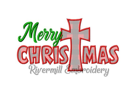 Applique Merry Christmas with Cross