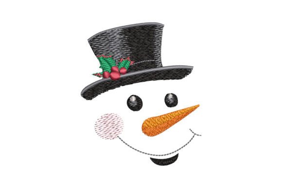 Snowman Face with Black Hat